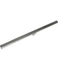 Top Shelf Low Profile Linear Shower Drain Kit Featuring A 96 Inch Wide Slick Satin Stainless Steel Grate straight up.