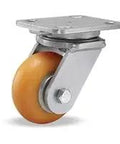 Heavy Duty Swivel Caster 4X2 Inch Polyurethane Donut Tread On Aluminum With Sealed Ball Bearings, side view, smooth rolling design.