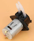 24V DC DIY Peristaltic Liquid Pump Dosing Pump for Aquarium Lab Analytical 10ml/min -90ml/min(black), side view on orange background