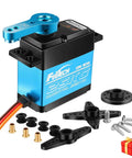 RC Servo 25KG Servo Motor 7.4V High Voltage High Torque Waterproof Full Metal Gear Digital Servo, Aluminum Case, shown with accessories