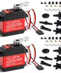 2Pcs 25KG High Torque RC Servo, Waterproof Servo Motor Compatible with 1/8, 1/10 RC Car, Full Metal Gear Steering Servo with accessories