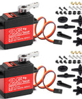 25KG High Torque Servo Motor, Miuzei RC Steering Servo Metal Gear Waterproof Compatible with 1/8, 1/10 RC Car, with 25T Horn 180 Degree (2)