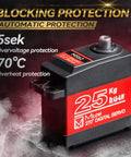 2Pcs 25KG High Torque RC Servo, Waterproof Servo Motor Compatible with 1/8, 1/10 RC Car, Full Metal Gear Steering Servo with 25T Servo Horn（270°）