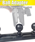 Close-up of Universal 25mm Ball Mount Base Plate with three ball joints for RAM Mounts, B size, showing attachment process.