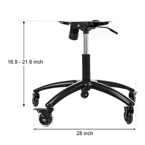 28 Inch Office Chair Base Replacement Part With Metal Base Wide Legs And Bottom Plate Stand Cylinder Two Wheels With Brakes