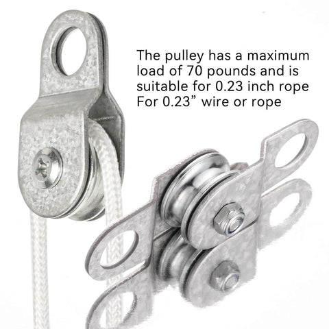 Side view of 28mm Cable Pulley Wheel with Ball Bearing, Smooth No Noise, Small Snatch Block for 0.23 Inch/6mm Wire Rope, 4Pack