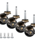 Four Pack 2 Inch Heavy Duty Ball Caster Wheels With Antique Brass Finish Swivel Stem Casters Replacement Set For Furniture Carts And Tool Boxes Includes Four Stem Sockets Smooth Quiet Rolling With Precision Ball Bearings