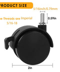 2 Inch Stem Swivel Caster Wheels With Brakes Replacement For Furniture 110 Lbs Per Caster 330 Lbs For Four Casters shown