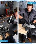 2 Inch Table Vise With Anvil And Swivel Base in use for electronics repair and metalworking on workbench