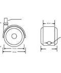 Diagram of ✝️ 10-Pack 2" Twin Wheels PU Plastic Caster - 10.9mm Dia. Threaded Stem for smooth motion and stability measurements.