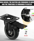 3" Casters Set of 4 - Heavy Duty Quiet Casters, Max Load 2000 lbs, Soft Wheels for Carts, Glide Smoothly and Protect Floors, Locking Furniture Casters