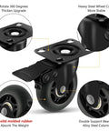 3" Casters Set of 4 - Heavy Duty Quiet Casters, Max Load 2000 lbs, Soft Wheels for Carts, Glide Smoothly and Protect Floors, Locking Furniture Casters.