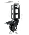 4 Pack 3 Inch Heavy Duty Locking Caster Wheels For Storage Racks And Boltless Shelving, 500Lb Capacity with Brake