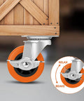 Caster Wheels, 3 Inch Heavy Duty Casters Set of 4 - Locking Swivel Plate Polyurethane Wheels with Brake for Furniture, Carts, and Workbench