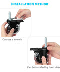 Installation showing Three Inch Industrial Swivel Locking Caster Set Of Four With Three Eighths Inch Sixteen UNC Threaded Stem