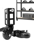 4 Pack 3 Inch Heavy Duty Locking Caster Wheels For Storage Racks And Boltless Shelving, 500Lb Capacity shown in close-up with racks