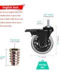 Diagram of 3 Inch Caster Set With 5/16-18UNC Threaded Stem 0.79 Inch Long, showing dimensions and components.