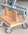 Three Inch Heavy Duty Stem Casters 360 Degree Swivel Durable PVC Wheels With Three Eighths Inch By Sixteen Threads Per Inch One Inch Length Dual Safety Locks And Bearings Easy To Install For Furniture And DIY Tools mounted on wooden platform