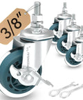 Three Inch Caster Wheels Set Of Four With Threaded Stem Three Eighth Inch By Sixteen UNC By One Point Five Inch Heavy Duty Bolt Castors