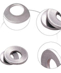 Close-up of M3 To M12 304 Stainless Belleville Spring Washer Assortment Kit With 7 Sizes, highlighting metallic texture and structure.