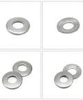 304 Stainless Steel Belleville Spring Washers Kit with Serrated Conical and Knurled Designs, Assortment of Seven Sizes