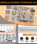 Protect fasteners with even load distribution using this 304 stainless steel square plate washers set, 100 pieces in 15 sizes