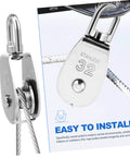 Close-up of 304 Stainless Steel Single Block Pulley 3 Pack Heavy Duty Swivel Pulley for Lifting Rope Pulling and DIY Projects
