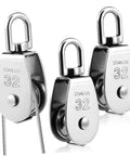 304 Stainless Steel Single Block Pulley 3 Pack Heavy Duty Swivel Pulley for Lifting Rope Pulling and DIY Projects