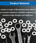 Assorted 304 stainless steel washers from 400 Pcs 1/8 Inch Pop Rivet Washers Set For 1/8 Rivets Stainless Steel Aluminum with tools displayed