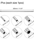 Image of 304 Stainless Steel Tube, 1mm 2mm 3mm 4mm 5mm 6mm OD 0.15mm/0.6mm Wall Thickness 300mm Length, Pack of 6, showing size details.
