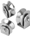 2PCS V Type Pulley Roller 304 Stainless Steel Pulley Block Duplex Bearing Super Silent Heavy Duty Grooved Wheel, Loading 500lb