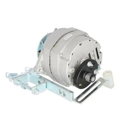 Beefed Up Alternator Conversion Kit For Ford 2000 3000 4000 5000 7000 Tractors with gray metal housing and plug mount.