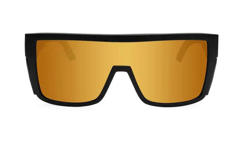 Rock Solid Gold Mirror Safety Glasses With Sleek Matte Black Frame And Removable Side Shields For Serious Eye Protection Powered By Ansi Z87 Certification Featuring Plush Foam Cushioning Built Tough For The Daily Grind front view.