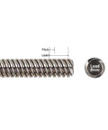 Close-up view of 310mm Tr8x8 Lead Screw Nema 17 Integrated Linear Actuator Stepper Motor with External Brass Nut 1.5A 59oz-in for RepRap Prusa i3 3D Printers Z Axis CNC, showing pitch and lead measurements.