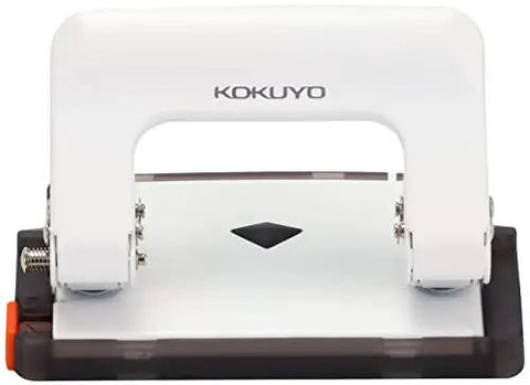 Two Hole Desk Punch For Documents With 17 Sheets Capacity Handy Rakuake Type Adjustable Guide Bar Ergonomic Palm Size Grip White Finish