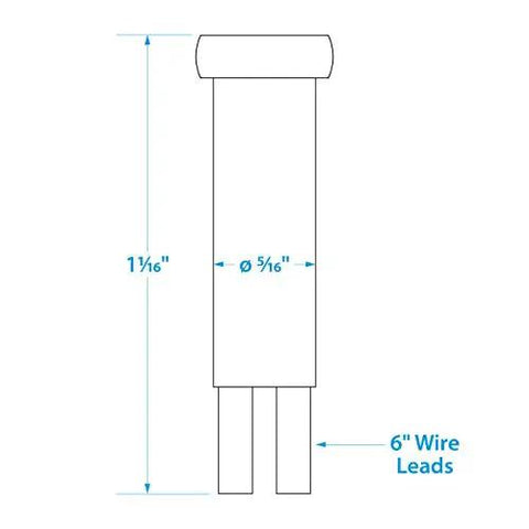 Diagram of Beefy Incandescent Red Indicator Light For Control Panels 14V With Six Inch Lead Wires Five Sixteenth Inch Bulb Size