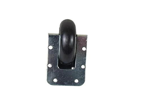 Front view of Medium Recessed Tilt Caster Housing with 2.75 Inch Diameter Polyurethane Wheel Ball Bearings, zinc finish, steel with mounting holes.