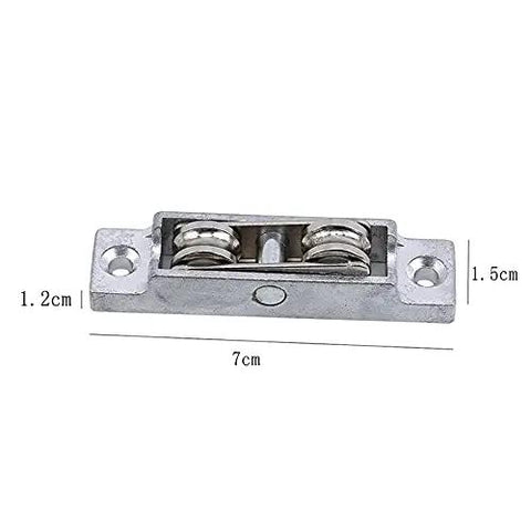 Prime Grade Stainless Steel Double Wheel Sliding Door Rollers And Window Track Pulleys for rustproof heavy duty glide hardware replacement flat base fit, 7cm length.