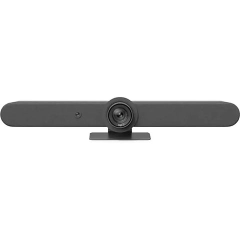 BossLevel All In One Video Conference Hub With Touch Controller Graphite Finish front view with lens for modern workspaces.