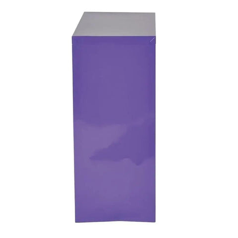 Side view of Dope Purple Metal Bookcase, compact steel construction, 28x12 inches, fully assembled for bedroom or dorm.