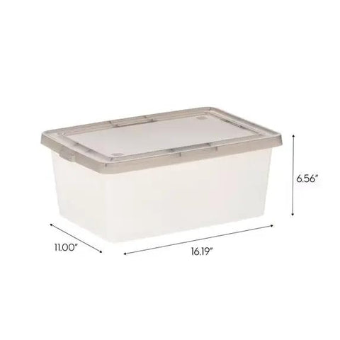 Crushing Clutter Game Changer Heavy Duty Plastic Storage Totes With Secure Snap On Lids 6 Pack, 11x16 inch bin with lid.