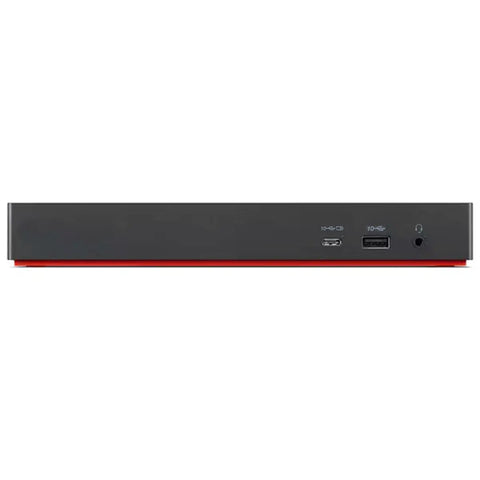 Rock Solid Thunderbolt 4 Dock With 100w Charging And 4k Screen Support Featuring Hdmi USB C And Displayport side view showing ports and sleek design.