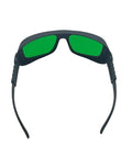 Top Notch Laser Safety Glasses With Kick Ass Eye Protection For Red Diode And Infrared Lasers Covering 635 To 1100Nm Wavelengths For Workshop And Lab Use, front view with green lenses.
