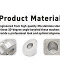 10 Pcs 30 Degree Beveled Washers For Cable Railing 316 Stainless Marine Posts, close-up of 316 stainless steel washers.