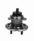 Rock Solid Rear Wheel Bearing And Hub Assembly Knockout Direct Fit with black sensor and silver hub for quick replacement.