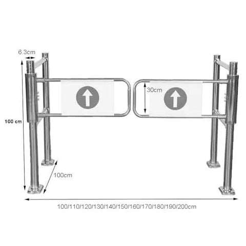 Pro Grade Self Closing Swing Gate Safety Entrance Barrier With Automatic Spring Loaded Mechanism Heavy Duty Walk Thru Gate, dimensions of 100 x 100 cm.