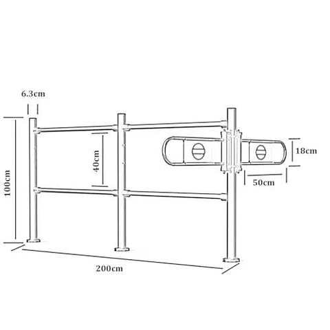 Automatic Closing Metal Safety Gate Featuring Spring Loaded Swing Action And Heavy Duty Steel Frame dimensions diagram