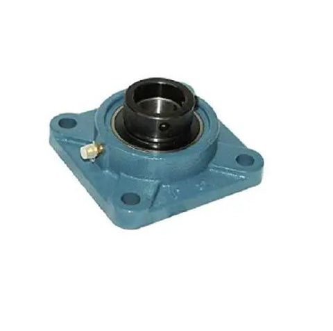 Pro Grade Four Bolt Cast Flange Bearing Unit With 1 3/8 Inch Bore And 3 5/8 Centers featuring eccentric locking collar, blue cast metal.