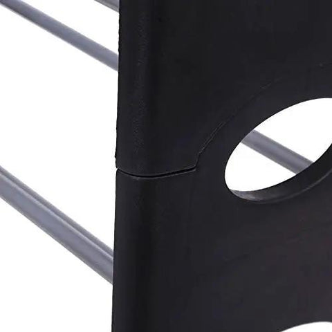 Close-up of the solid plastic frame of the Four Tier Shoe Rack Organizer Vertical Entryway Storage Shelf.