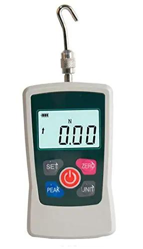 Heavy Duty Digital Trigger Pull Gauge And Badass Force Meter Tester With Switchable Units For Gun Triggers And Mechanic Shop Hardware 500N Push Compression Load Testing Rig display showing zero tension